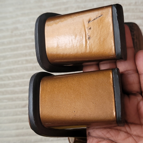 Louis Vuitton Bronze Vernis Block Heel Sandals - Picture 11 of 16